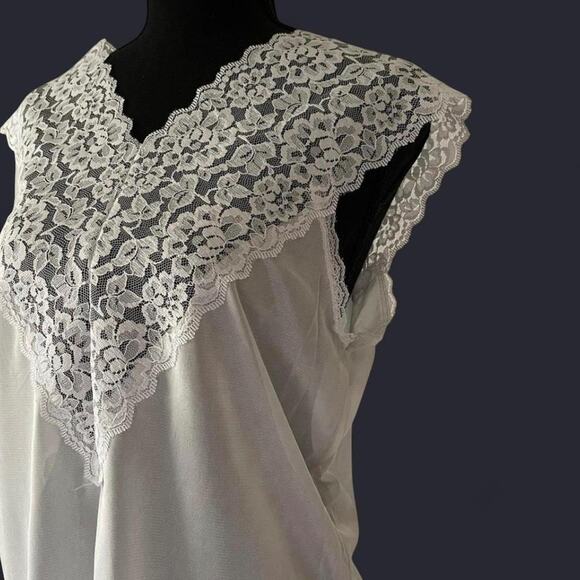 Vintage Y2K white lace cami womens m dainty slip coquette angel romantic sheer - Picture 2 of 7